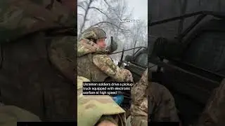 Ukrainian Soldiers Drive a Pickup Truck Equipped With Electronic Warfare #warinukraine
