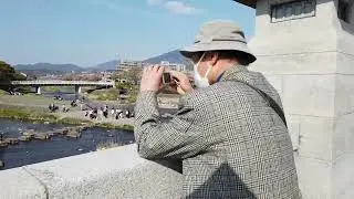 Enjoy crossing Kamogawa River at Kamo Bridge, Kyoto