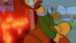 Homer falls back into window and gets dammed straight to hell for his war crimes