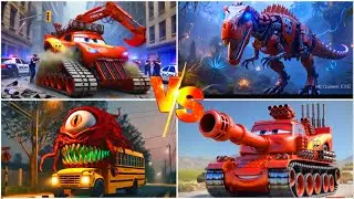 Танк Маккуин 🆚 Экскаватор Маккуин 🆚 Динозавр Маккуин 🆚 Мегабатла школьного автобуса №23
