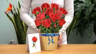 Rose Bouquet 3D Pop-up Card Flower Large size (10 x 12 inch)