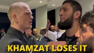 Хамзат Чимаев толкает Яна Гарри за кулисами UFC Qatar