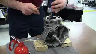 Installing Piston In Small Engine With Ring Compressor