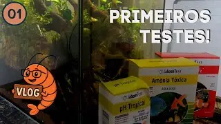 Primeira medição de pH, Amônia e Nitrito do aquário plantado para neocaridinas! | Vlog 01