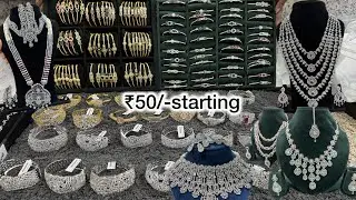 AD Jewellery Retail in Mumbai Jogeshwari |Necklace Earrings Wholesale Market| Korean Jewellery
