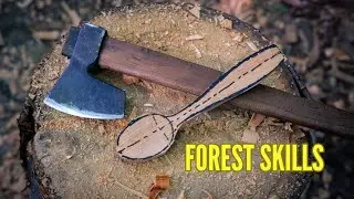 Forest Skills. Wooden Eating Spoon.