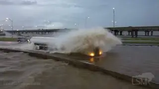 6-19-2021 Mobile, Al Tropical Storm Claudette- Storm Surge shuts down Causeway- Drone