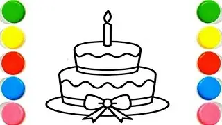 How to draw a cake drawing painting and coloring for kids 