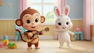 Guitar Monkey & Dancing Bunny 🐵🐰 | Jump Spin Melody | Kids Dance Song
