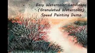 Whispers of Red Marsh | Easy Watercolor Landscape (Granulating Watercolor) | Speed Painting Demo