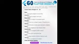 60 UI Widgets of #flutter #mobileappdevelopment #developer  #codingshorts #appdeveloper  #coding
