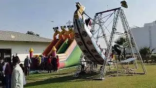 Kids playing area 🤗 #rides #trampoline #mickeymousejumpingbouncer #swingboat #carswings #enjoy #fun 