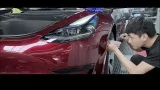 Tesla Model 3 With Ravoony Vampire Red Car Wrap Show