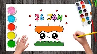 How to Draw Republic Day Cute Cake | 26 January Cake Easy | Republic Day Drawing 
