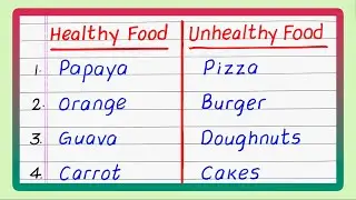 10 Healthy Food and Unhealthy Food | 10 Healthy Food and Junk Food | Names
