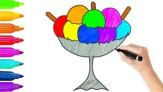 Learn Colors & Ice Cream Coloring Pages l Coloring Book Videos For Children