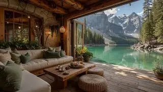 Morning Jazz on a Cozy Porch ~ Peaceful Ambience & Relaxing Mountain Lake Tunes