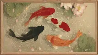 Koi Pond with Fish Frame TV Art 4K | Calm Nature Ambience Screensaver with Classical Piano (4 Hours)