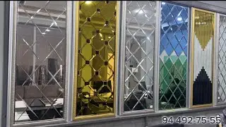 Har xil turdagi oyna ishlari: rombik kozgular, led kozgular, ramkali oynalar…,hammasi bizda mavjud