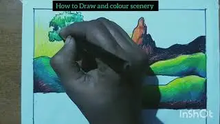 Scenery drawing and colouring ideas/nature drawing/Sunset drawing and colouring ideas 