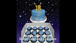 Starry night Cake and Cupcakes tutorial/Mai's SweetTut #33