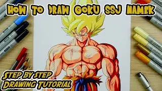 Как рисовать Гоку в стиле SSJ Namek | Урок рисования | 4K