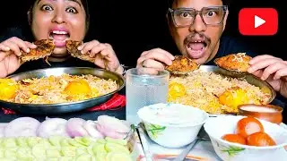 🇮🇳 Independence Day Special | Couple Eating Challenge Surmai Fish Biryani, Salad, Sweet Curd & Gulab
