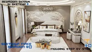 Sketchup interior design #3 How to make a master bedroom design and render vray=6