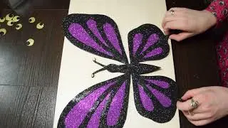 Бабочка из глиттерного фоамирана (МК) . Butterfly from foamiran. DIY