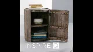 Farkas Distressed Brown Finish Reclaimed Wood Barrel End Table by iNSPIRE Q Artisan