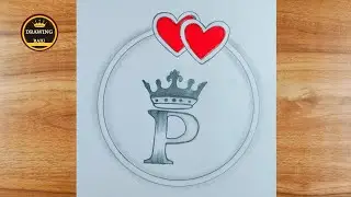 How draw a P letter drawing|| easy P letter circle drawing with pencil sketch for beginners drawing