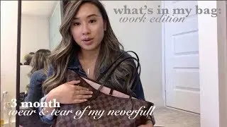 WHAT'S IN MY WORK BAG | 3 MONTH WEAR & TEAR OF NEW LV NEVERFULL | heycarmen