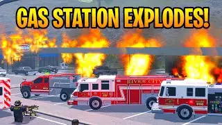 ТАНКЕР ВРЕЗАЕТСЯ В КОЛОНКУ И ВЗРЫВАЕТСЯ! КРУПНЫЙ ВЗРЫВ НА АЗС! ER:LC Roblox Реалистичная ролевая ...