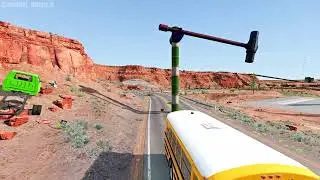 Giant Rotating Hammer vs Cars | BeamNG Drive Live Stream #399 | Gaming World ||