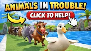 Long Slide Game | Animals in Trouble 😱 | Duck Leads Animal Rescue 🦆🐮 | Fun Kids Cartoon