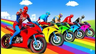 الأبطال الخارقين على القضبان دوامة قمع جسر - SPIDER-MAN!on Motorcycle in Spiral Bridge Stunt Ride