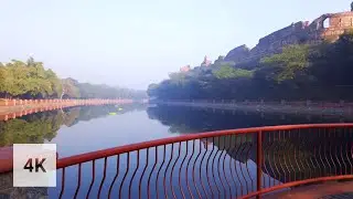 Walking along Old Fort Lake, Delhi, India, ASMR 4K