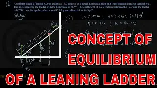 EQUILIBRIUM OF A LEANING LADDER _ Physics Academy Online