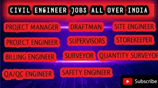 CIVIL ENGINEER JOBS ALL OVER INDIA |LATEST JOBS UPDATES |JOBS 2022|PRIVATE JOBS UPDATES |