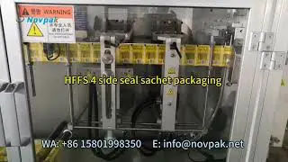 Horizontal form fill and seal machine for 4 side seal sachet packaging