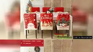 6Pcs Christmas Chair Covers Classic Red Chair Back Covers Winter Xmas Tree Snowflake Elk Dining Room
