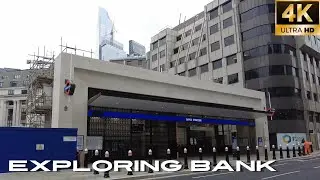 Exploring Bank on a Sunday Morning | London Walking Tour including new Bank Station Entrance 🚊 [4K]