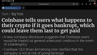 COINBASE FINAL WARNINGS! YOUR CRYPTO AND FUNDS WILL BE TAKEN IF THEY GO BANKRUPT EARNINGS.  DISASTER