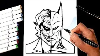 How to DRAW Batman vs Joker in ONE FACE | DC Comics