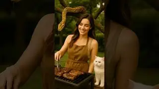 When the Snake Strikes, the White Cat Stands Its Ground! 🐍🔥#shorts #cat #snake #ai #danger