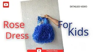 How to cut & sew organza rose dress for baby girl/rose ball dress for kids/ halter neck baby dress