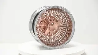 LA Wire Wheels Reverse Diamond Cut 100-Spoke Straight Lace Rose Gold Center with Chrome Lip #WW173