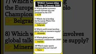 World Current Affairs Update | 15 January 2026 | GK Q&A (Part-2)#CurrentAffairs #GKQuestions