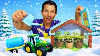 Récolte à la ferme et construction d’une serre. Aventure de Fred et Johnny pour les tout-petits