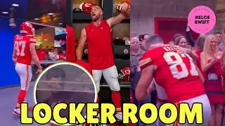 Travis Kelce HUGS Taylor Swift as they CELEBRATE at the Locker Room after Chiefs win